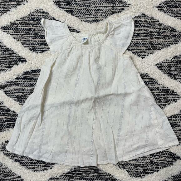 Old Navy Cream with Silver Stripe Swing Dress size 6-12mo - Picture 1 of 4